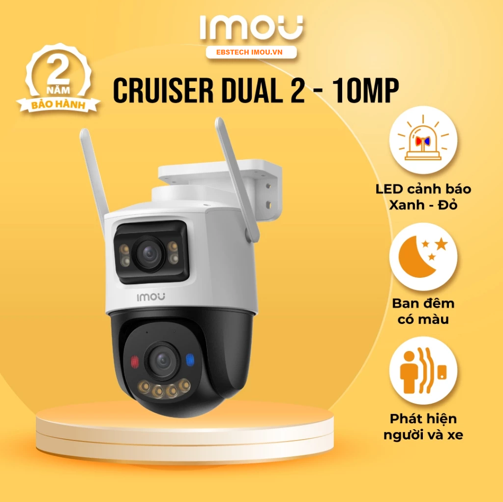 Camera 2 Mắt Ngoài Trời iMOU Cruiser Dual 2 10MP IPC-S7XEP-10M0WED